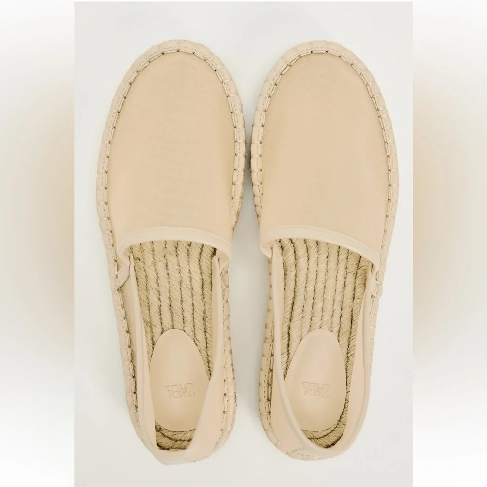 New ZARA Mesh Espadrilles With Jute Sole
